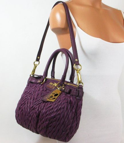 Coach Signature Madison Nylon Satchel Plum