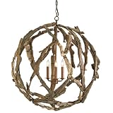 Currey & Co Driftwood Orb Chandelier