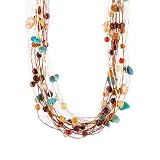 Multi Strand Beaded Silk Threaded Necklace Fashion Jewelry