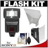 Precision Design DSLR300S High Power Auto Flash (for Sony Alpha) with Softbox + Bounce Diffuser Kit for Sony SLT-A33, A35, A55, A65, A77, A560 & A580 Digital SLR Cameras