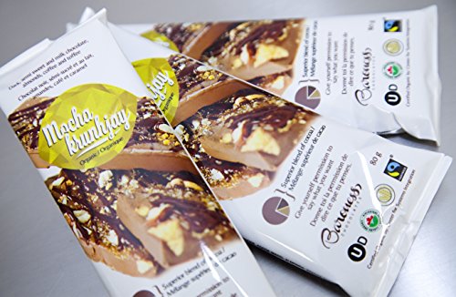 Baroness Chocolates 80 gram Chocolate Bar with Coffee, Sponge Toffee, Sea Salt and Almonds: Mocha Krunhjay Baroness Chocolates 80 gram Chocolate Bar with Coffee, Sponge Toffee, Sea Salt and Almonds: Mocha Krunhjay