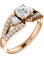 10K Rose Gold Round Cut Diamond Ring -- LIFETIME WARRANTY