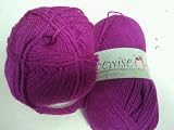 Two Balls Of 100gm CERISE Pricewise (King Cole) Double Knitting Yarn (Wool) shade 268 (pink purple colour)