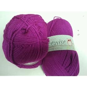 Two Balls Of 100gm CERISE Pricewise (King Cole) Double Knitting Yarn (Wool) shade 268 (pink purple colour)