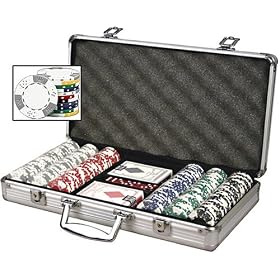 300 Poker Chip Set with Aluminum Case (Multi) (9″ H x 16″ W x 3.5″ D)