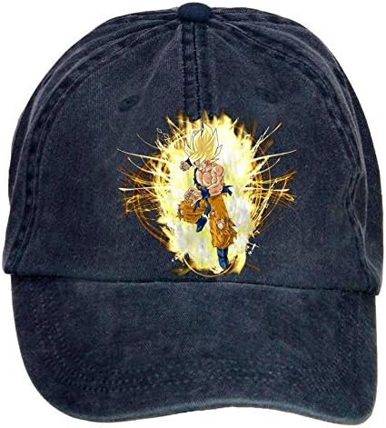 Rowstar Unisex Dragon Ball Z goku Super Saiyan Goku Adjustable Twill Printing Washed Cap