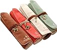 Eforstore 4 Pcs Pastorable Canvas Pen Bag Pencil Case Cosmetic Makeup Bag Pouch (4Pcs Roll Up Retro)