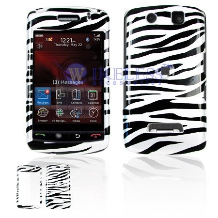 BlackBerry 9530/9500 Storm Cell Phone Silver/Black Zebra Design Protective Case Faceplate Cover