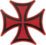 2 Black Red Maltese Iron Biker Motorcycle Cross Patch