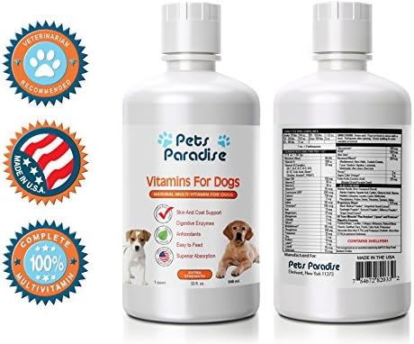 The MOST Complete Natural Multivitamin Essentials for Dogs. ♥ Tasty Beef Flavor that All Dogs Love. Enhanced w/Vegetation Blend, B-Vitamins, Amino Acids, Trace Minerals, Digestive Enzymes, Ester C, Glucosamine &amp; MSM. Fast Absorption &amp; Easy to Feed ♥