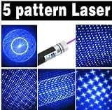 HitLight High Quality Blue/Violet Laser Pointer 5 in 1 (With 5 Patterns)