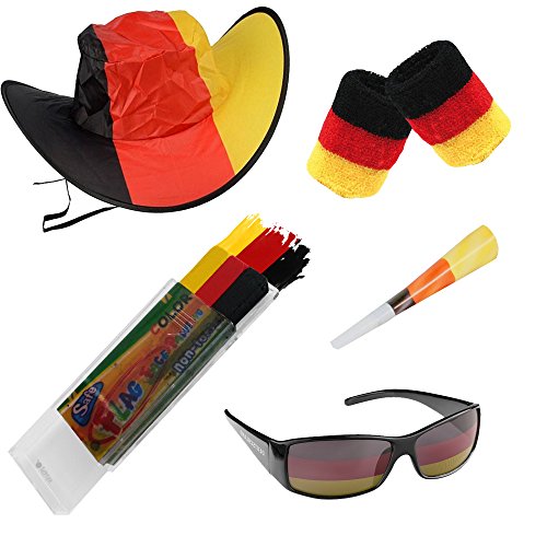 Taffstyle® Fan Set Fanartikel Deutschland Fussball WM Weltmeisterschaft 2014 & EM Länder Flaggen Style – 5-teiliges Männer