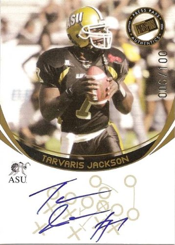 2006 Press Pass Autographs Gold 35 Tarvaris Jackson Minnesota Vikings (Rookie Insert - Autographed - Serial #'d to 100 - Football Cards)