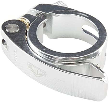 Anodized Aluminum Bike Seat Post Clamp Inner Diameter 41mm Fit for Folding Bike Seatpost with 33.9mm Diameter and Aluminum Bike Frame Silver