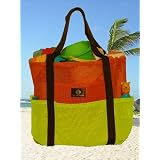 Salsa and Chartreuse Mesh Beach Tote - Family Size "Whale Bag"