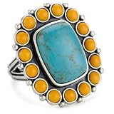 Lucky Brand Saddle Up Rings Silver-Tone Turquo