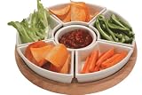 OCCASION Lazy Susan Rotating Dip Set with Ceramic Dishes