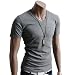 Mens Casual Short Sleeve Single Color V neck T-shirt (Asian M, US S/Grey)