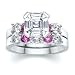2.92 CT ASSCHER DIAMOND W ROUND PINK SAPPHIRE RING SET