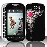Black Pink Heart Celebrate Love Rubber Touch HTC MyTouch 4G Slide Premium D ....