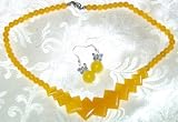 Gold Jade Necklace-Butterfly Earrings Set, New