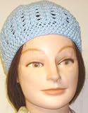 Hand Crocheted Blue Bamboo Cotton Skull Cap
