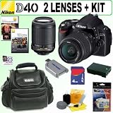 Nikon D40 6.1MP Digital SLR Camera with 18-55mm f/3.5-5.6G ED II AF-S DX and 55-200mm f/4-5.6G ED IF AF-S DX VR Zoom Nikkor Lens + 4GB Accessory Kit