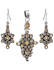 Faceted Gems Pendant with Earrings Set - Sterling Silver