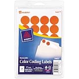 Avery Print/Write Self-Adhesive Removable Labels, 0.75 Inch Diameter, Orange, 1008 per Pack  (5465)