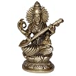 Metal Sculpture Hindu Goddess Saraswati 3 x 2 x 4.5 inches (saraswatib012)