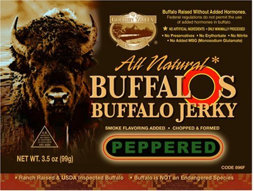 Golden Valley Natural Buffalo Jerky, Peppered, 3.5-Ounce Pouch (Pack of 8) by Golden Valley Natural