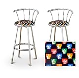 2 The Beatles Print Chrome Swivel Bar Stool Barstools