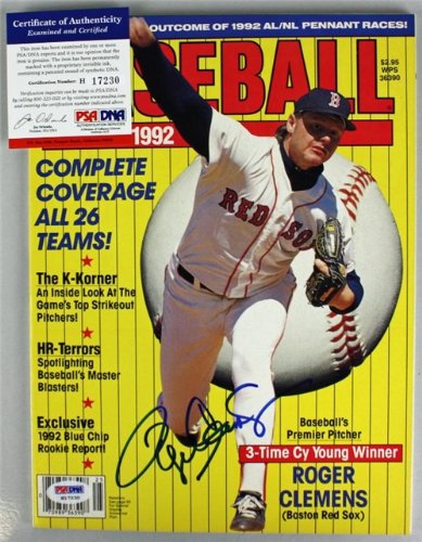 Red Sox Roger Clemens Authentic Autographed/Hand Signed 1992 Baseball Magazine PSA/dna #h17230