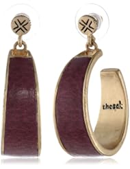 The SAK Medium Leather Inlay Bordeaux Hoop Earrings