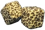 Cheetah Safari Animal Car Mirror Fuzzy Dice - Tan & Black - Pair