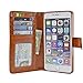 Navor Protective Flip Wallet Case for iPhone 6S Plus & iPhone 6 Plus [5.5 inch] - Brown (IP6PBR)