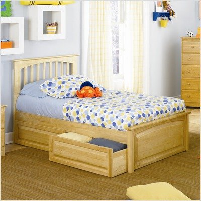 Brooklyn Platform Bed with Raised Panel Drawers in Natural Maple Size: Full