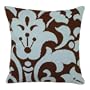 123 Creations C810.18x18 inch Damask in Blue and Brown Needlepoint Pillow - 100 Percent Wool