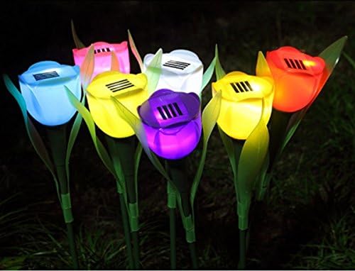 Hurnice® 6pcs Outdoor Solar Power LED Tulip Landscape Flower Lamp Lights (Multi-color)