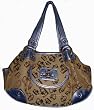 Kathy Van Zeeland Purse Handbag Natural/Dark Orchid Royal Treatment Ring Shopper