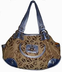 Kathy Van Zeeland Purse Handbag Natural/Dark Orchid Royal Treatment Ring Shopper