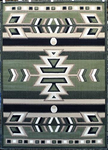 South West Native American Area Rug Design 113 Green (5 Feet 2 Inch X 7 Feet 3 Inch)
