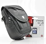 Fototasche, Kameratasche, Nappaleder schwarz, Marke Lamborghini Torino - f�r Camcorder, Set mit 4 GB SDHC Karte