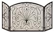 63" Fancy 3-Panel Scrollwork Design Iron Fireplace Screen