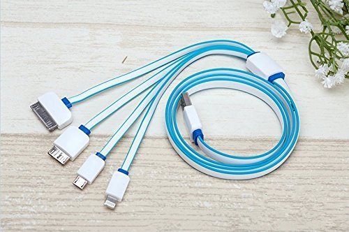 Charging Cable 4 in 1 cable Multifunctional Universal USB Charger Cable for Iphone, Ipad , Samsung Galaxy, HTC, Power Bank and External Battery Portable Charger 100cm