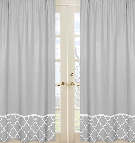 Gray and White Trellis Collection Gray Window Treatment Panels - Set of 2