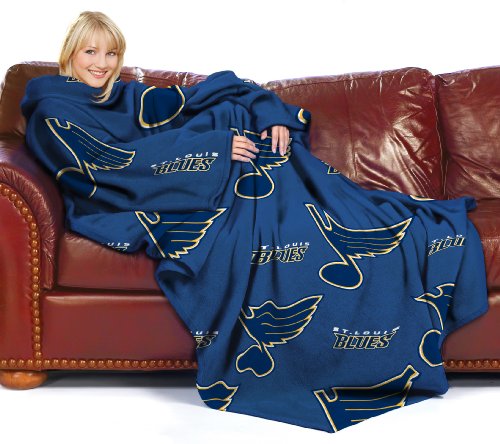 NHL Saint Louis Blues Adult Comfy Throw Blanket with Sleeves