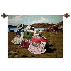 Wool tapestry, 'Shepherd Girls of Colca'