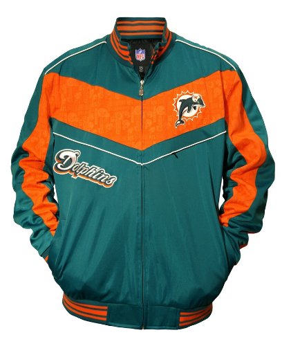 Mtc Marketing NFL Men's Miami Dolphins Lateral Track Jacket, Aqua/Coral, Small