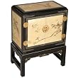 EXP Handmade Asian Furniture - 26" Black & Gold Lacquer Wood Oriental Storage Cabinet / End Table